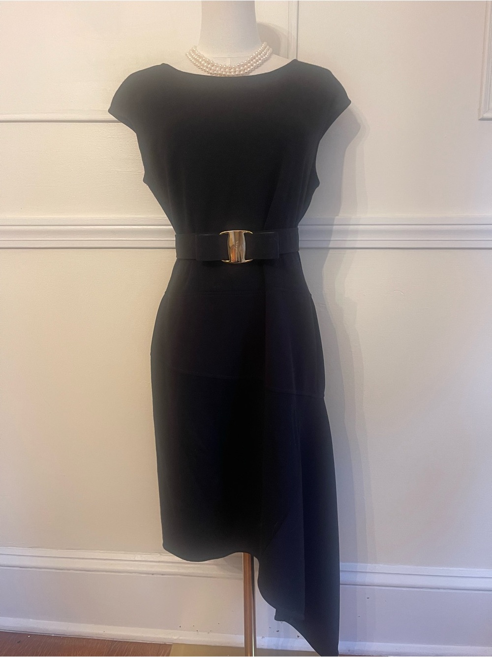 St. John Black Asymmetrical Hem Dress